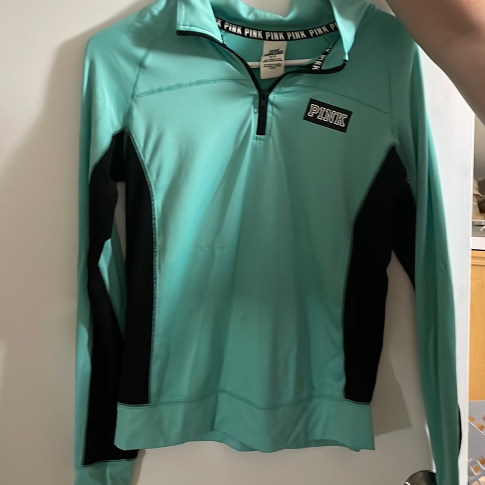 PINK green and black zip hoodie